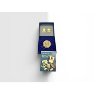Vintage Halcyon Days Enamels With Love" Blue Gold Patch Box England Original Box